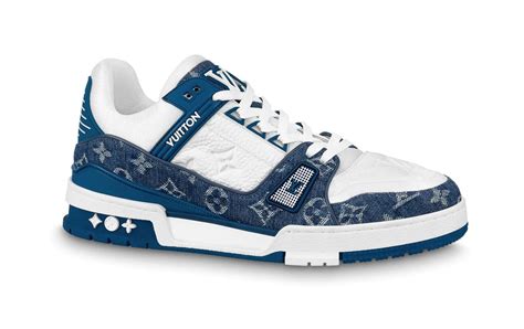 louis vuitton lv trainer monogram denim white|louis vuitton shoes.